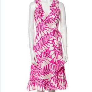 Kate Spade pink and White Leaf Print Dress